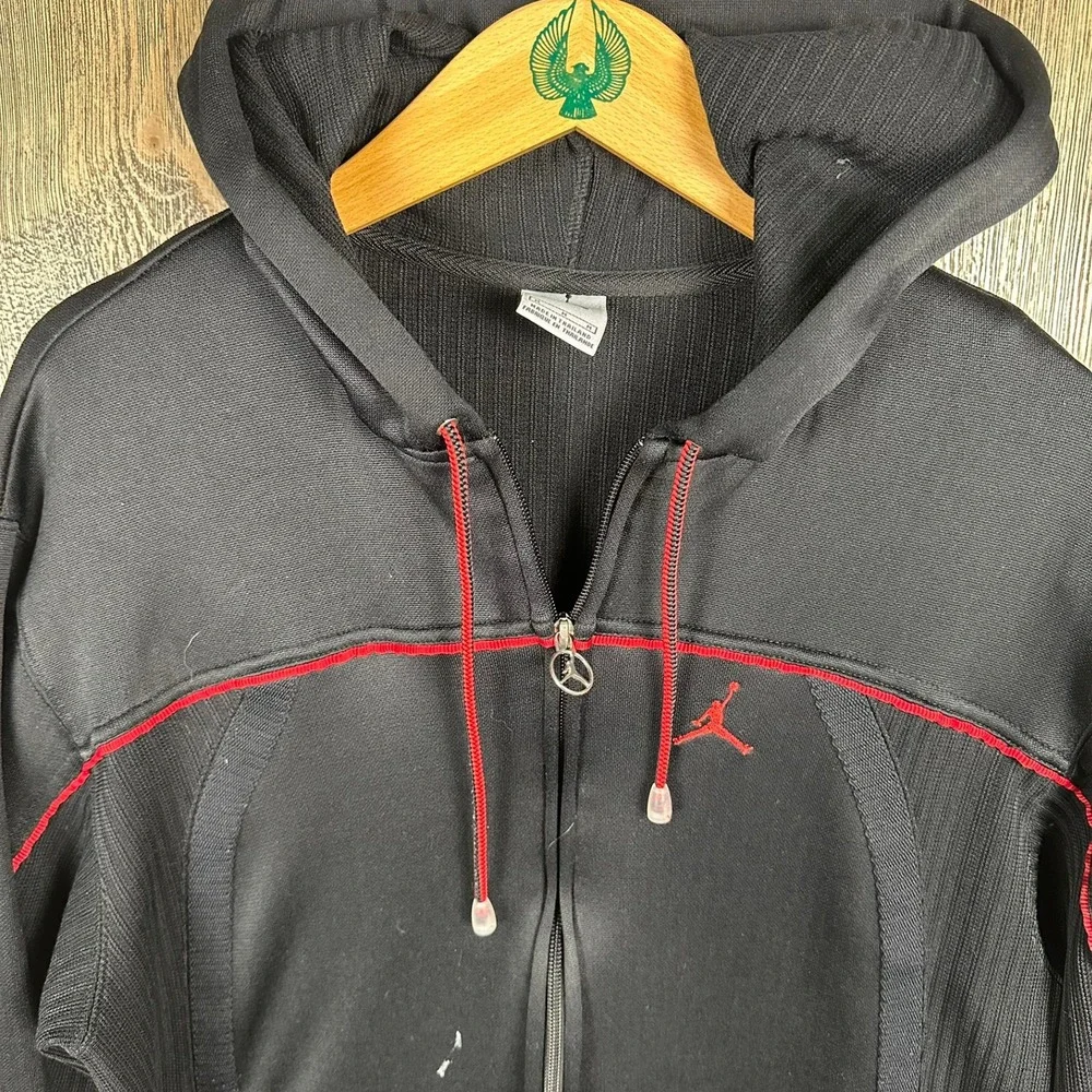 Jordan Vintage 00s Full Zip Hoodie Jacket Athletic Training Black Red Accents